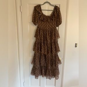 NWT Storia Brown Floral Layered Maxi